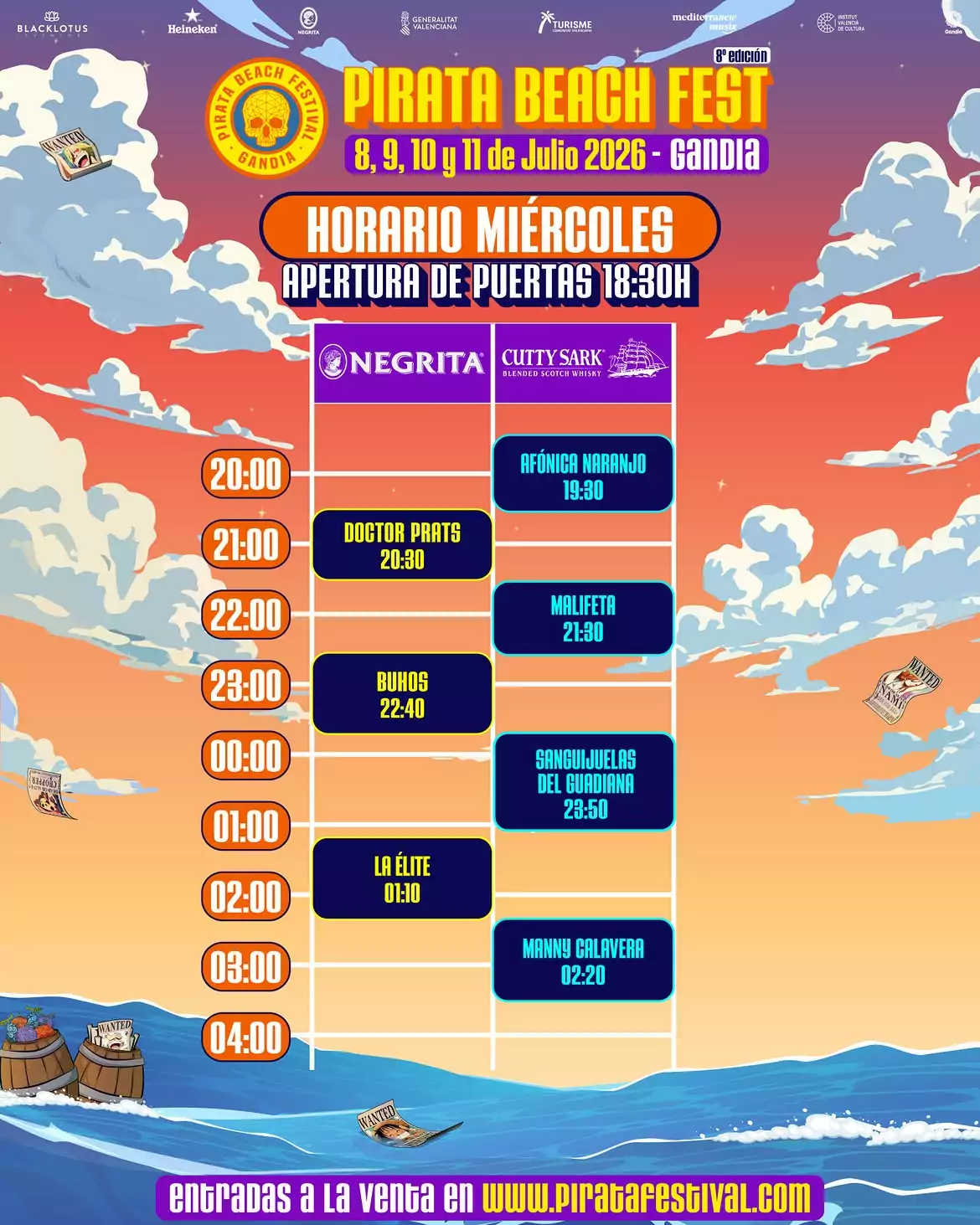 HORARIOS PIRATA BEACH FEST 2026 dia1