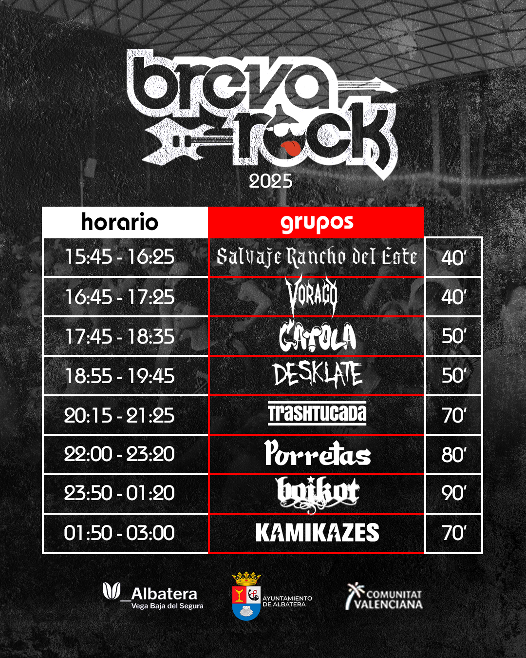 Brevarock 2025 horarios
