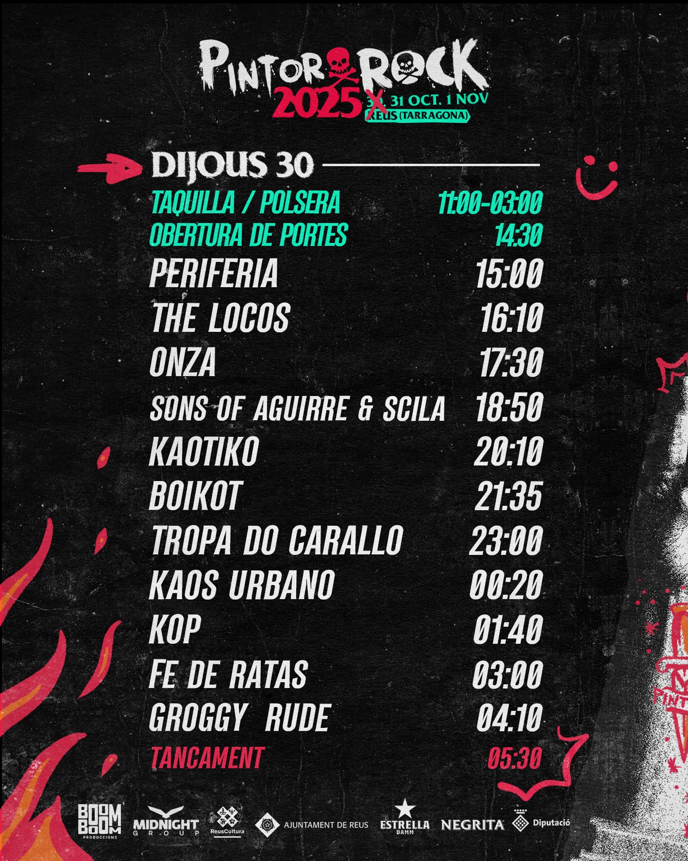 horarios pintor rock 2025 cartel 3