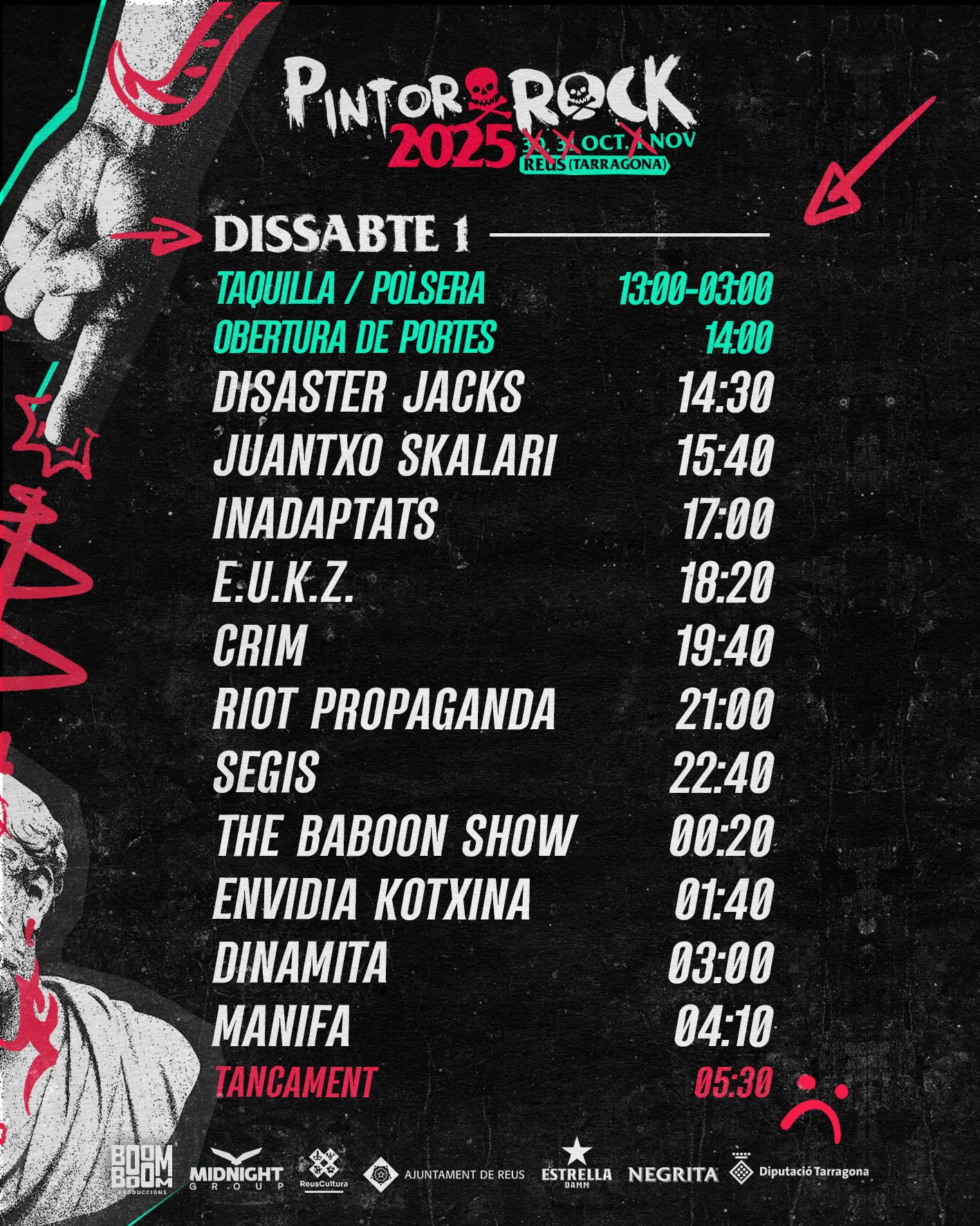 horarios pintor rock 2025 cartel 2