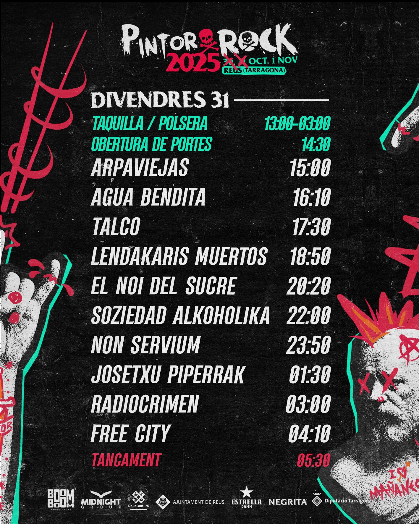 horarios pintor rock 2025 cartel 1