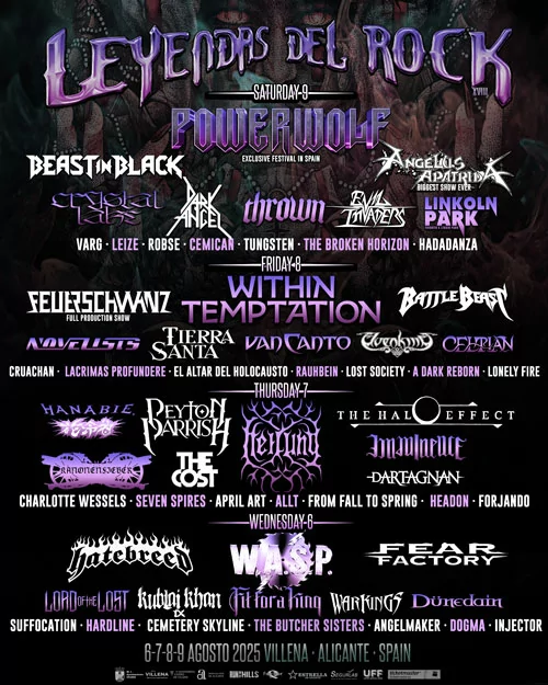 leyendas del rock 2025 cartel por dias