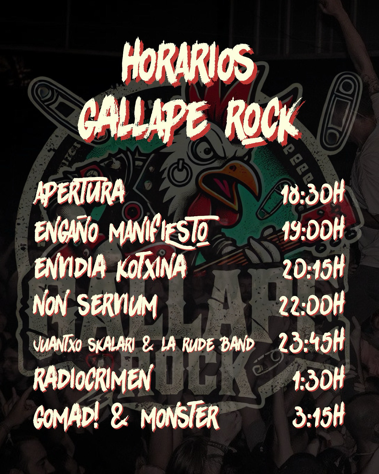 gallape rock cartel horarios 2025
