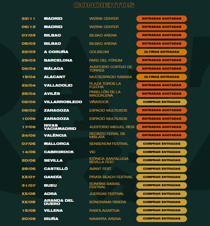 conciertos la raiz gira 2025