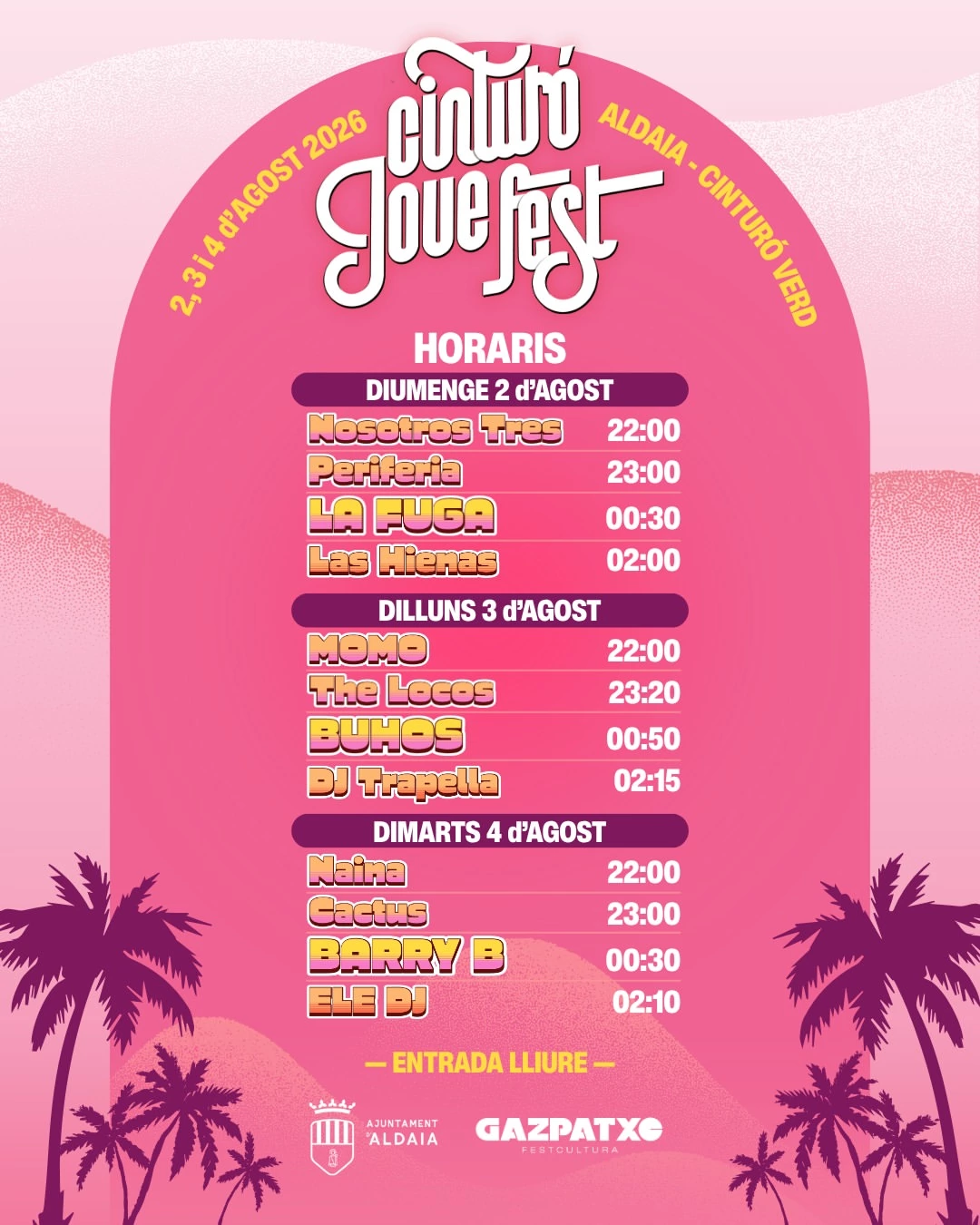 cinturo jove fest por dias 2026